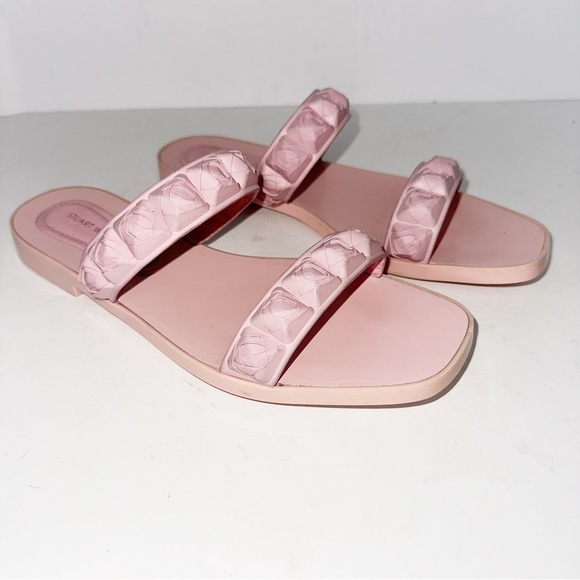 Stuart Weitzman Dusty Rose Rosita Debossed Sandals Rubber Slides 7 BarbieCore - Picture 3 of 13